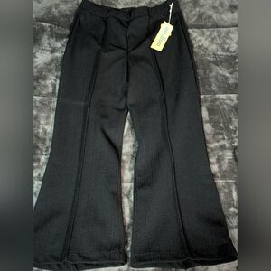 Vintage Christenfeld Double Knit Polyester Black Wide-Leg Pants